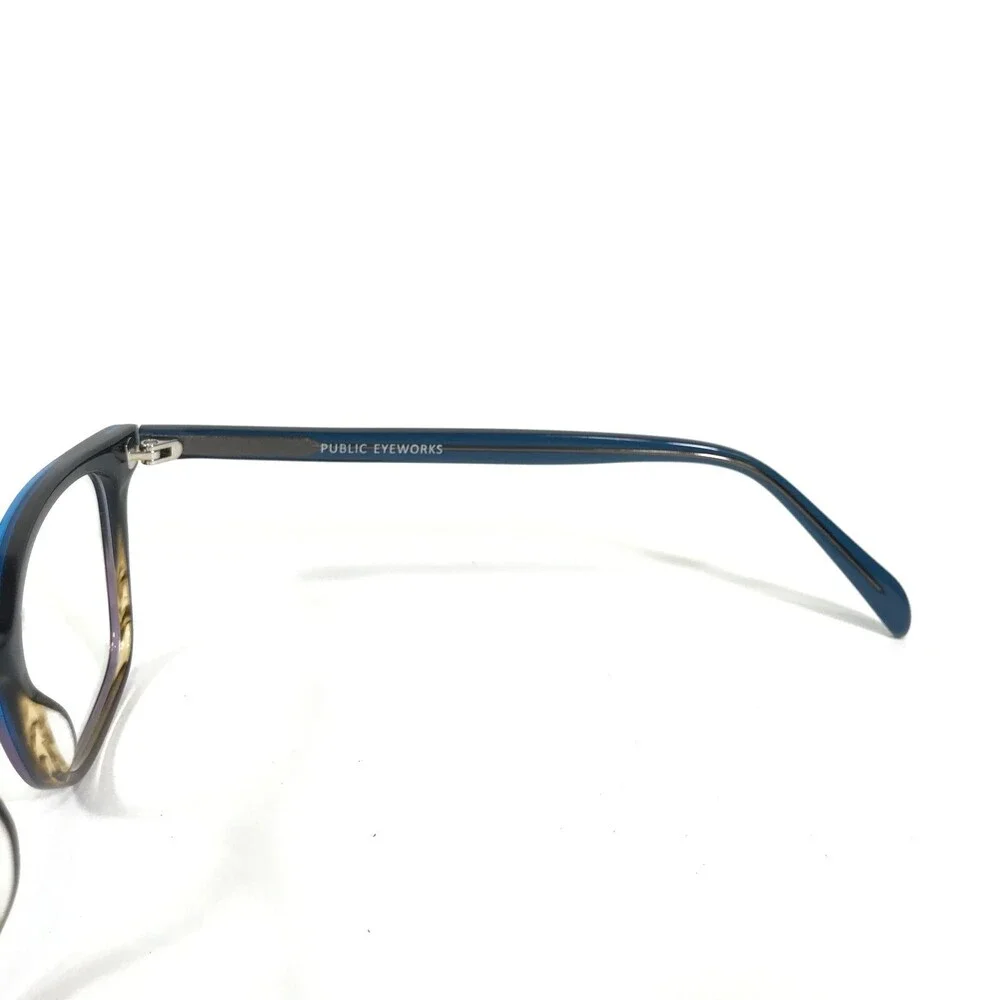 Public Eyeworks Eyeglasses Frames ULRIC C4 Brown Blue Square Horn Rim 49-19-148